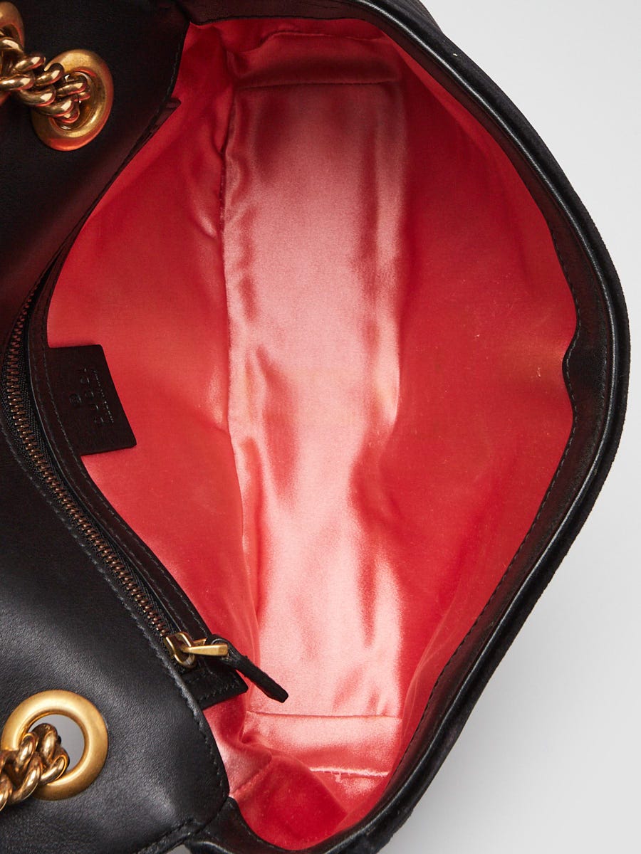 Gucci Black Velvet GG Marmont Small Metelasse Shoulder Bag