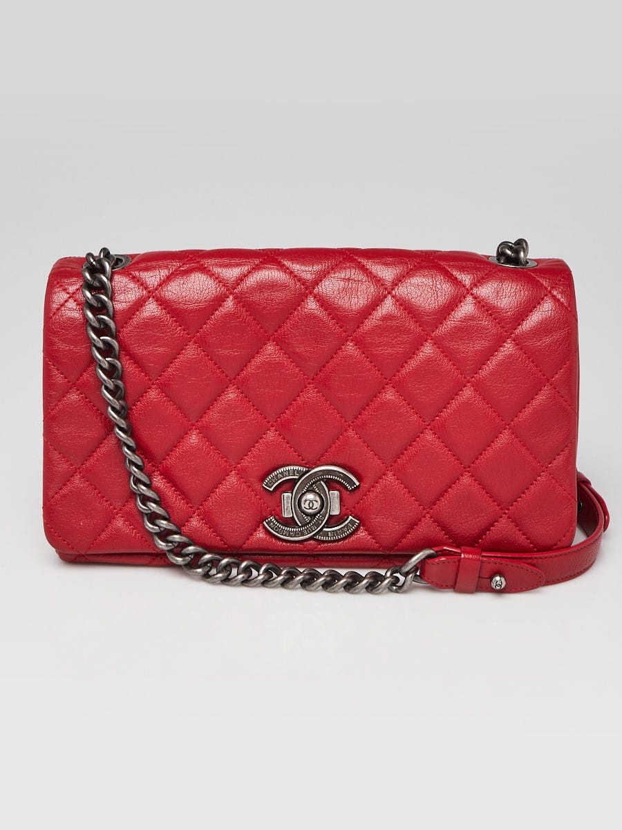 Chanel Red Quilted Goatskin Leather City Rock Flap Bag | Yoogi's