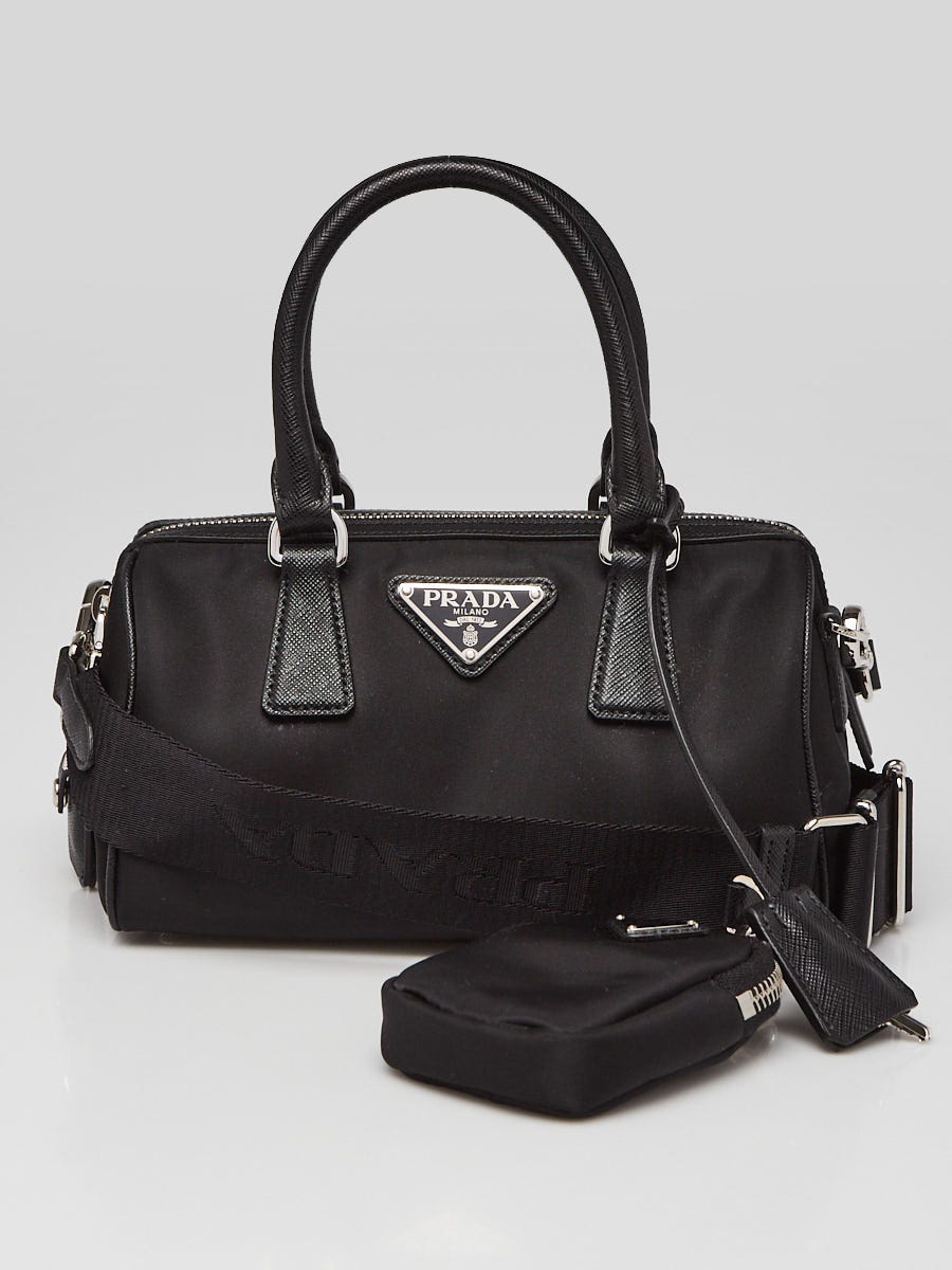 Prada Black Tessuto Nylon and Leather Small Top Handle Crossbody
