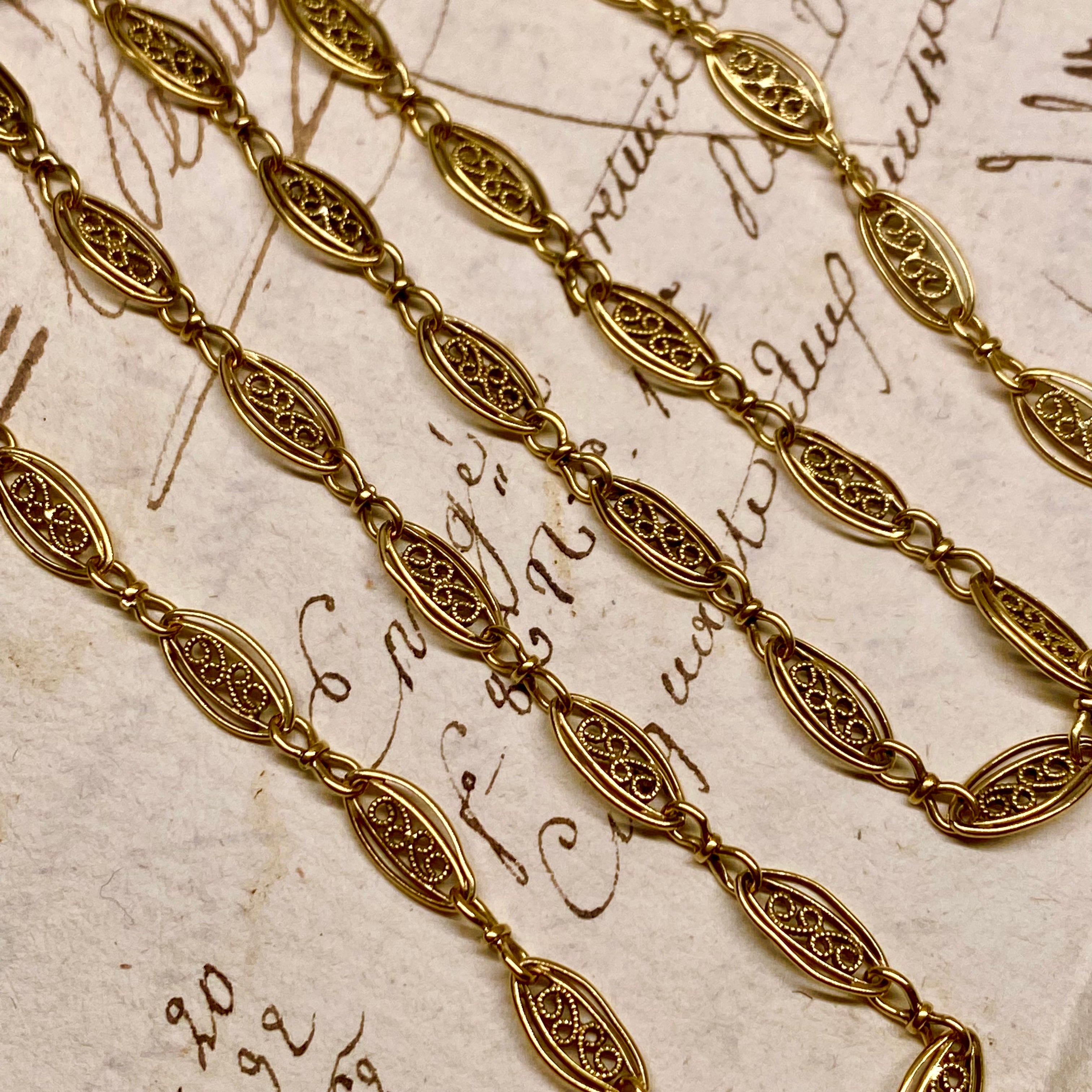 フランス アンティーク フィリグリー ネックレス チェーン 鷲の頭?18金