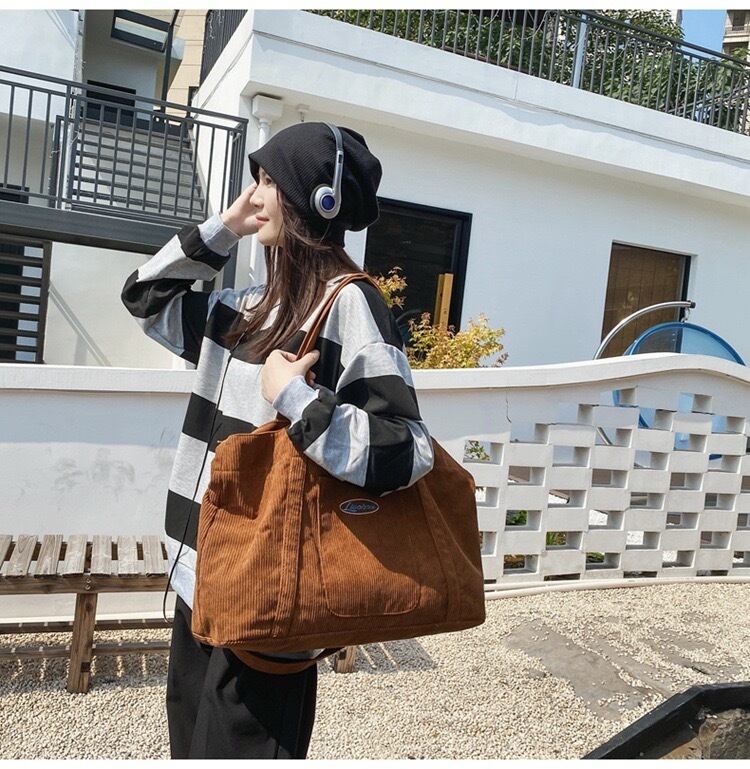 韓国コーデュロイトートバッグ レディース ショルダーバッグ
