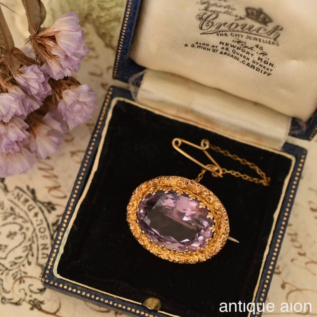 英国アンティーク 1911年 エドワード王朝時代 9金 天然アメジストの