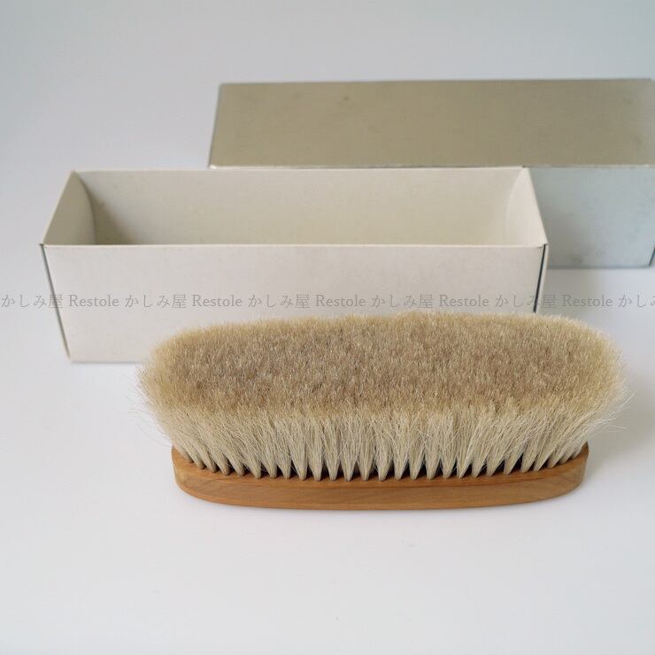 カシミヤ用洋服ブラシ【ブラシの平野】手植え水雷型 / 白馬毛（中古品