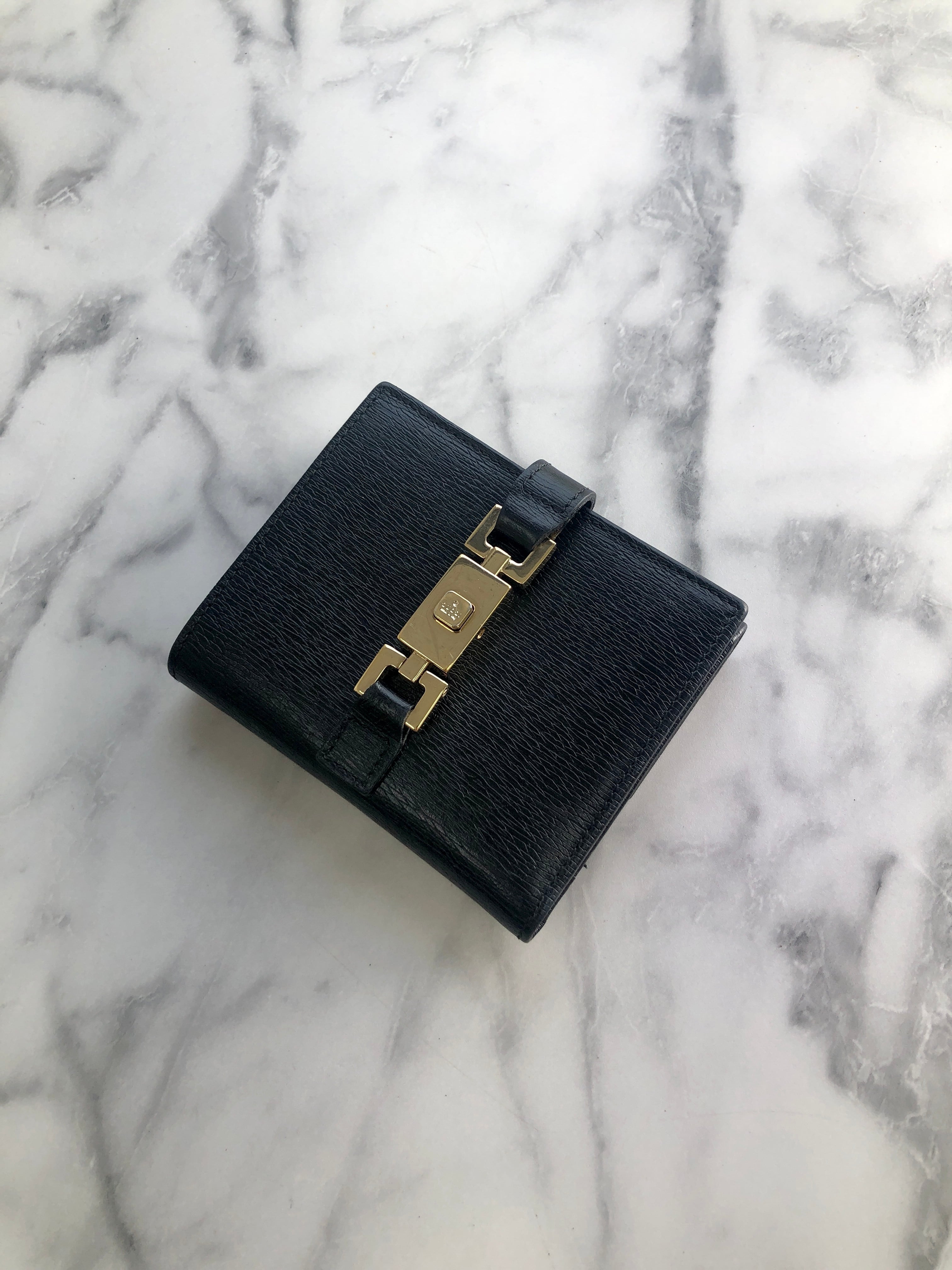 GUCCI グッチ 財布 ブラック ジャッキー レザー 二つ折り vintage