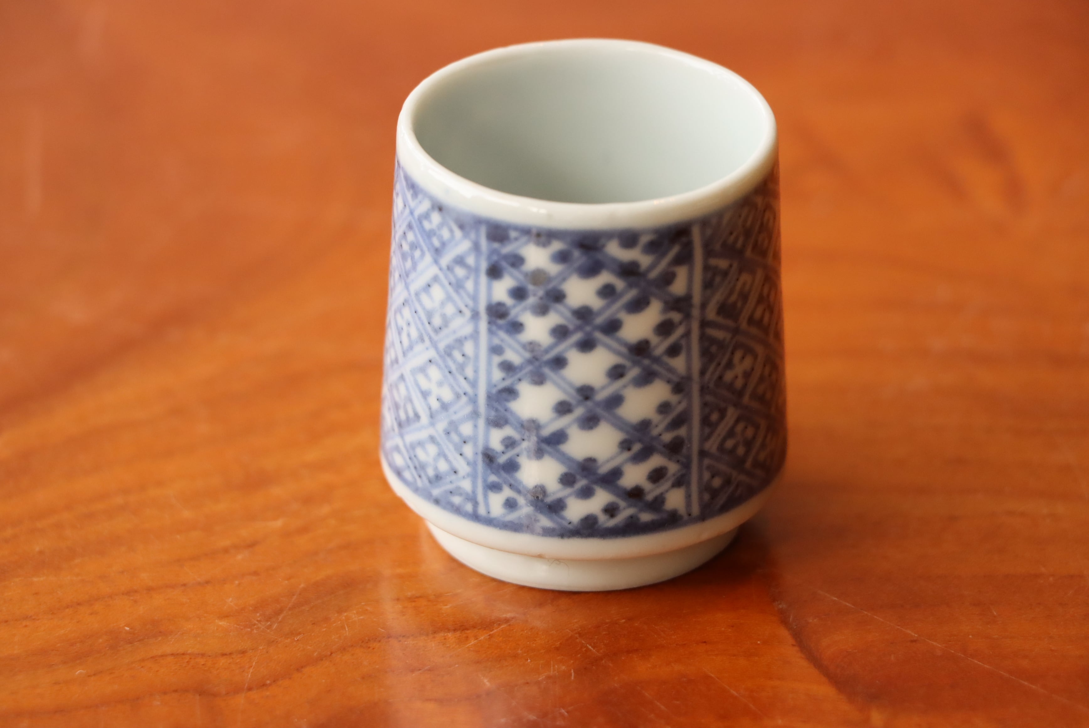 古伊万里 染付 覗き 長猪口 雪輪 江戸時代 骨董 金継ぎ アンティーク