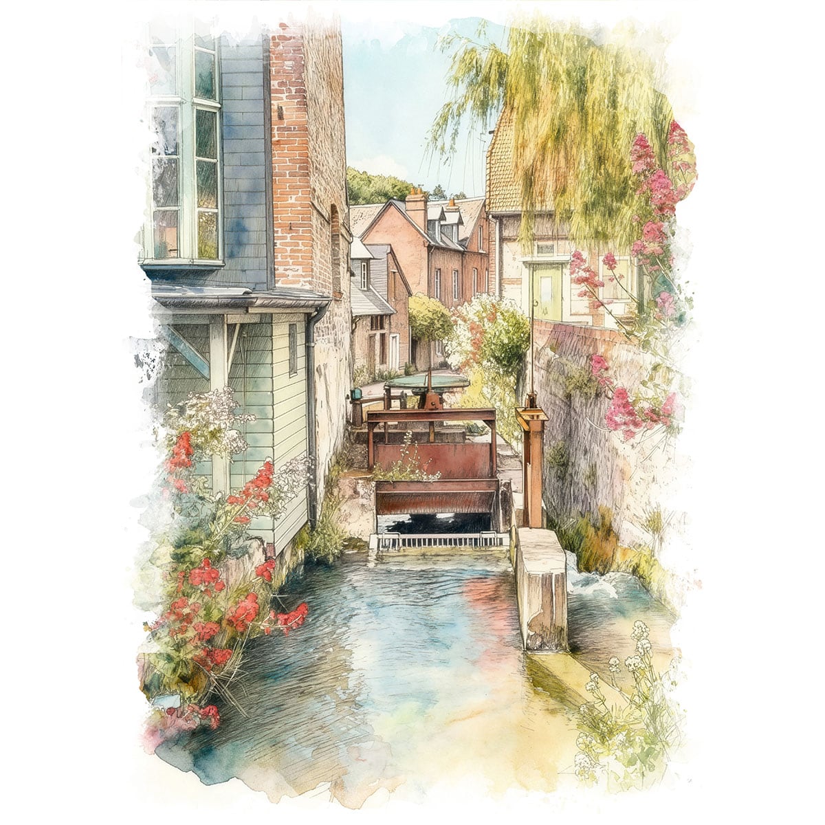 絵画 フランス 風景画(街並み) ヴール＝レ＝ロズ インテリアアート額