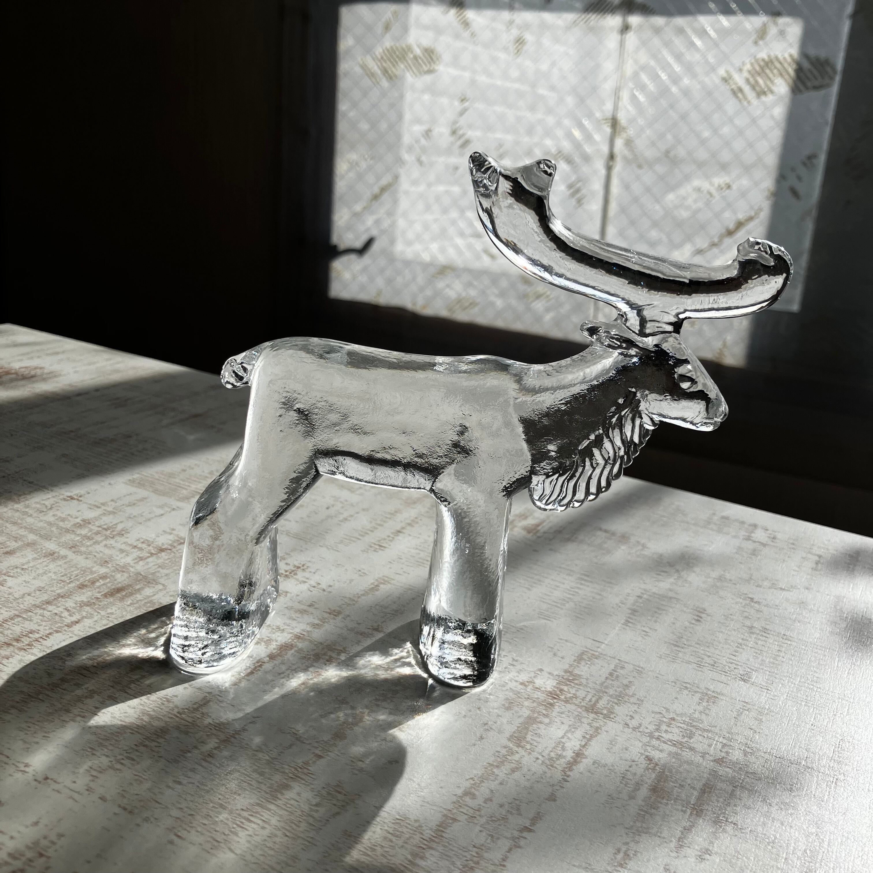 クリアガラスのトナカイ／Kosta Boda／バーティルヴァリーン／Bertil