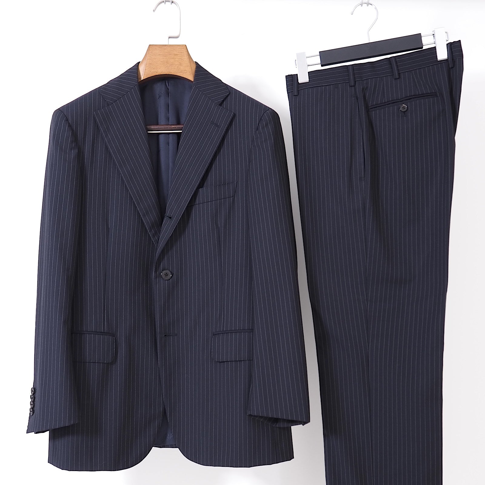 ベルベスト Belvest イタリア製 スーツ 46 ネイビー ストライプ メンズ