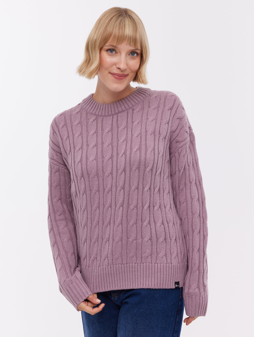 Chanice Cable Knit Sweater - Purple - Bench
