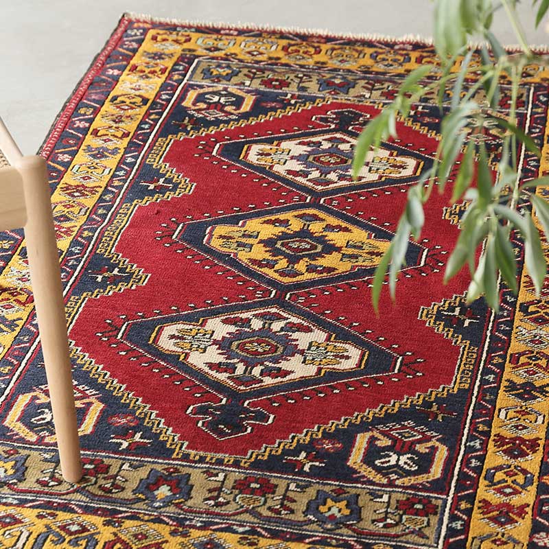 トルコヴィンテージラグ53×101 ネイビー&ピーチカラー