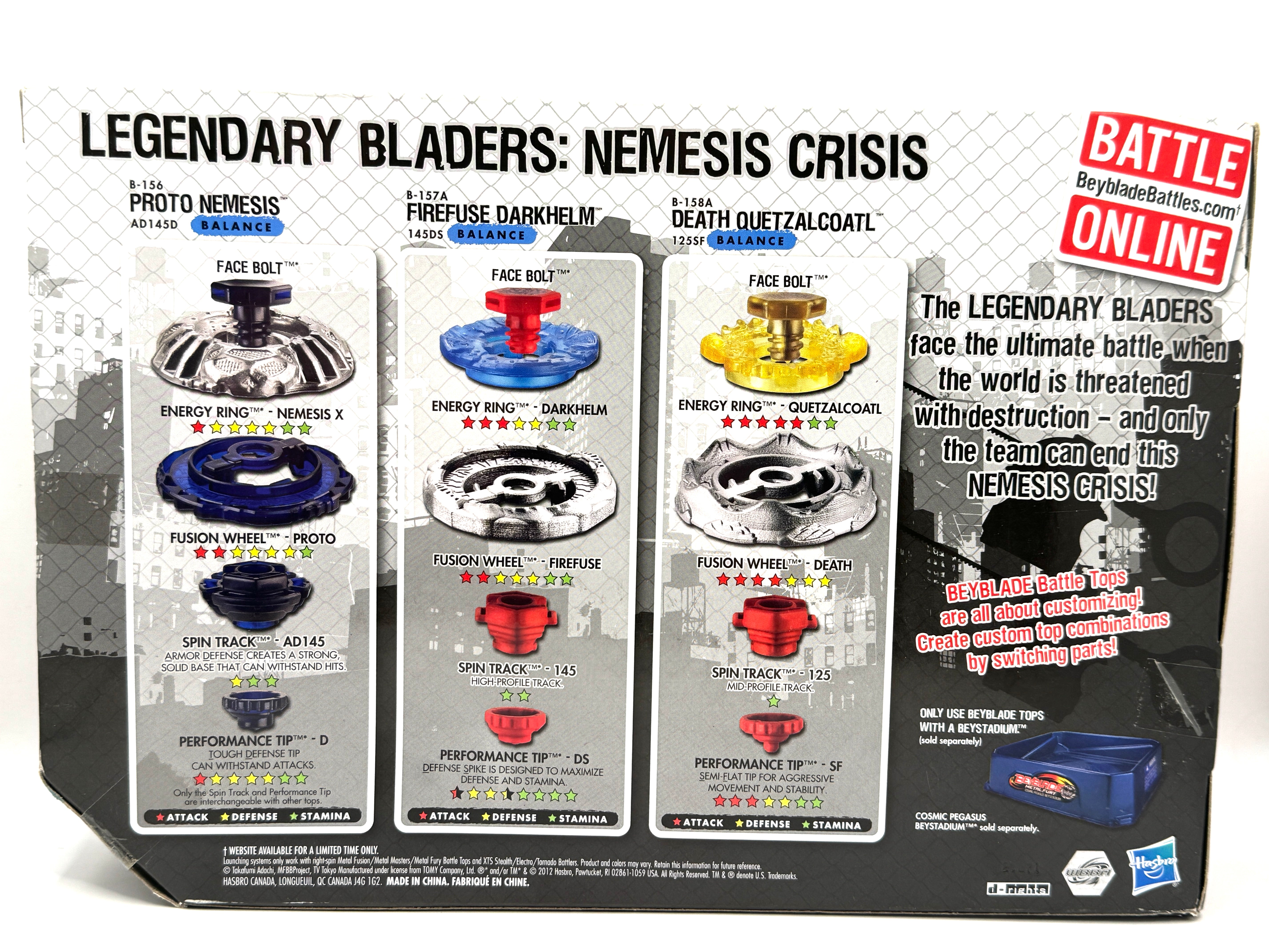 Hasbro Metal Fury Legendary Bladers: Nemesis Crisis (B-156, B-157A, B-