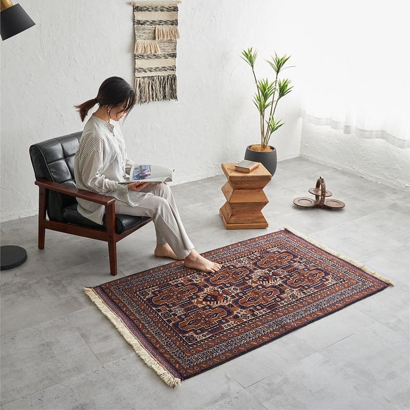 一点もので、一生もの】天然ウール100%トライバルヴィンテージラグ 約