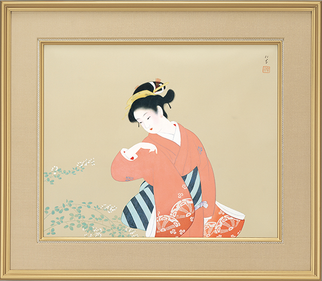 美品 掛け軸 上村松園筆「御ひな之図」シルクスクリーン 立雛 縁起物 雛祭り 美品 掛け軸 上村松園筆「御ひな之図」立雛 縁起物 雛祭り 木版画