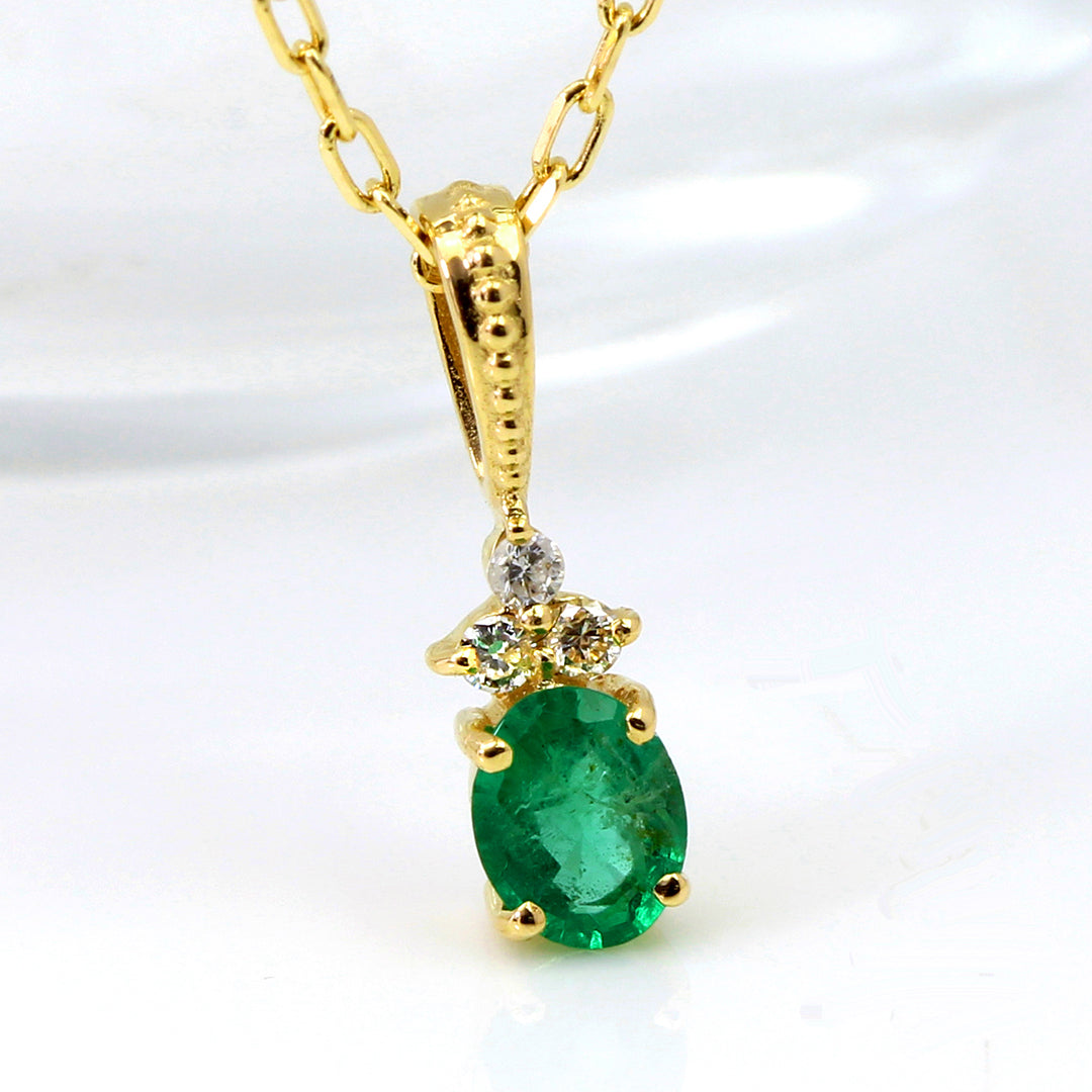 ビズー公式】エメラルド ダイヤモンド K18(18金) ペンダントトップ