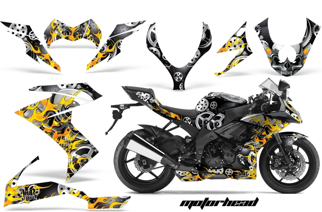 Kawasaki ZX10 Ninja Sport Bike Graphic Kit (08-09) AMRデカール