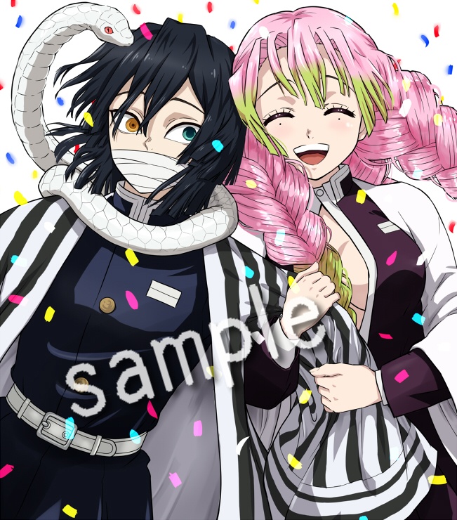 鬼滅の刃 おばみつ 手描き イラスト 色紙 - とりん - BOOTH