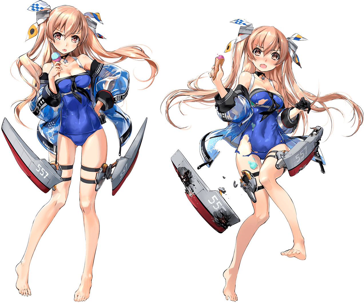 艦これアーケード ジョンストン改 中破 水着mode 雷↑運↑艦これアーケード
