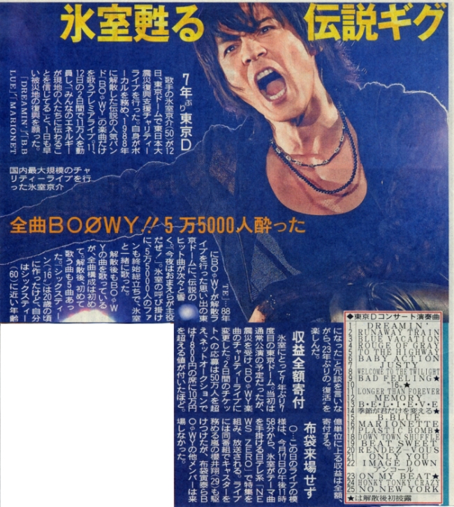 氷室京介、全曲BOOWY復興ライブで11万人が黙祷 - 氷室京介 NEWS