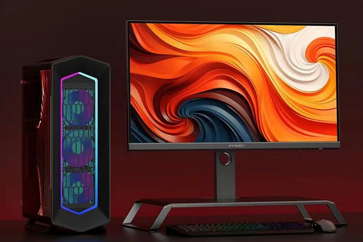 INNOCN、スタンドのベースがモニター台になっている27インチ IPSパネル