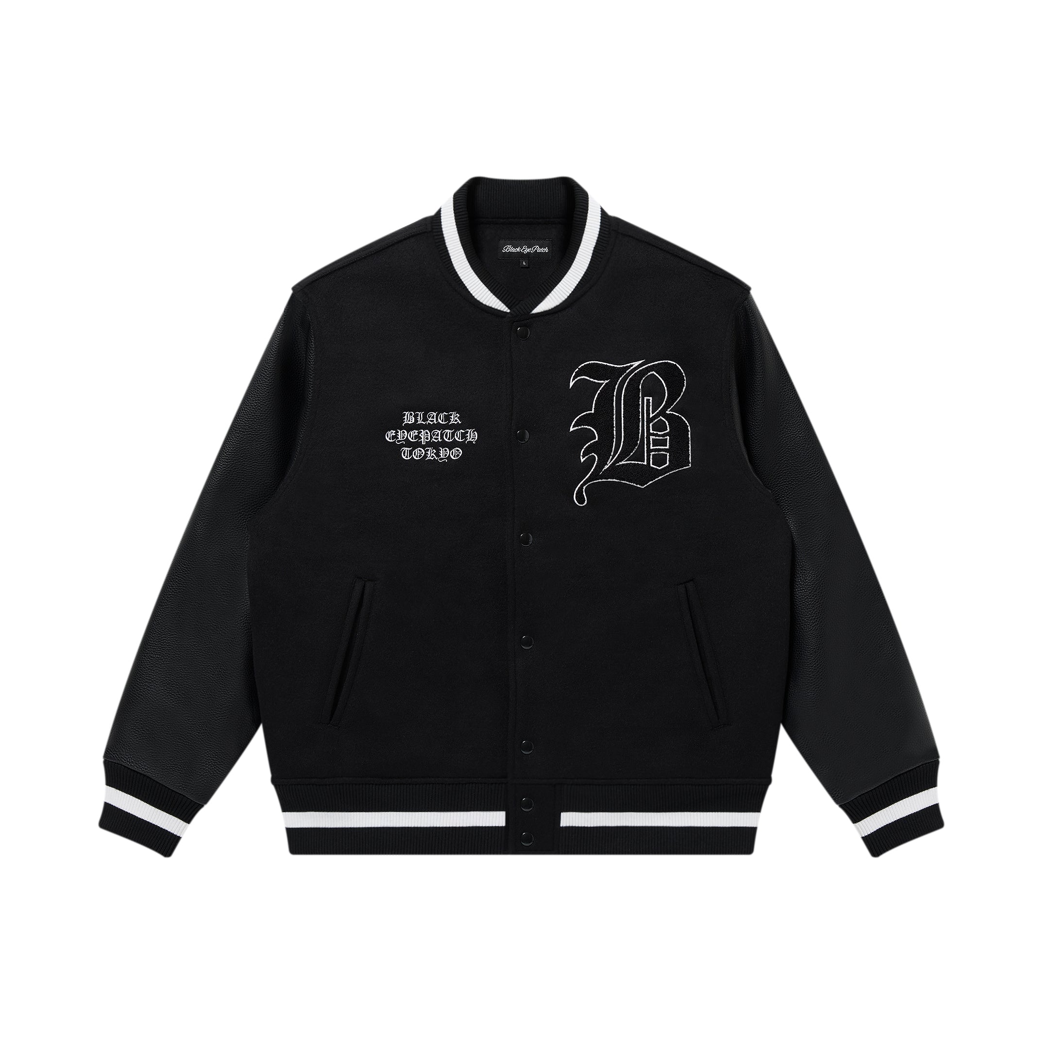 OE BIG B MELTON VARSITY JACKET BLACK – BlackEyePatch