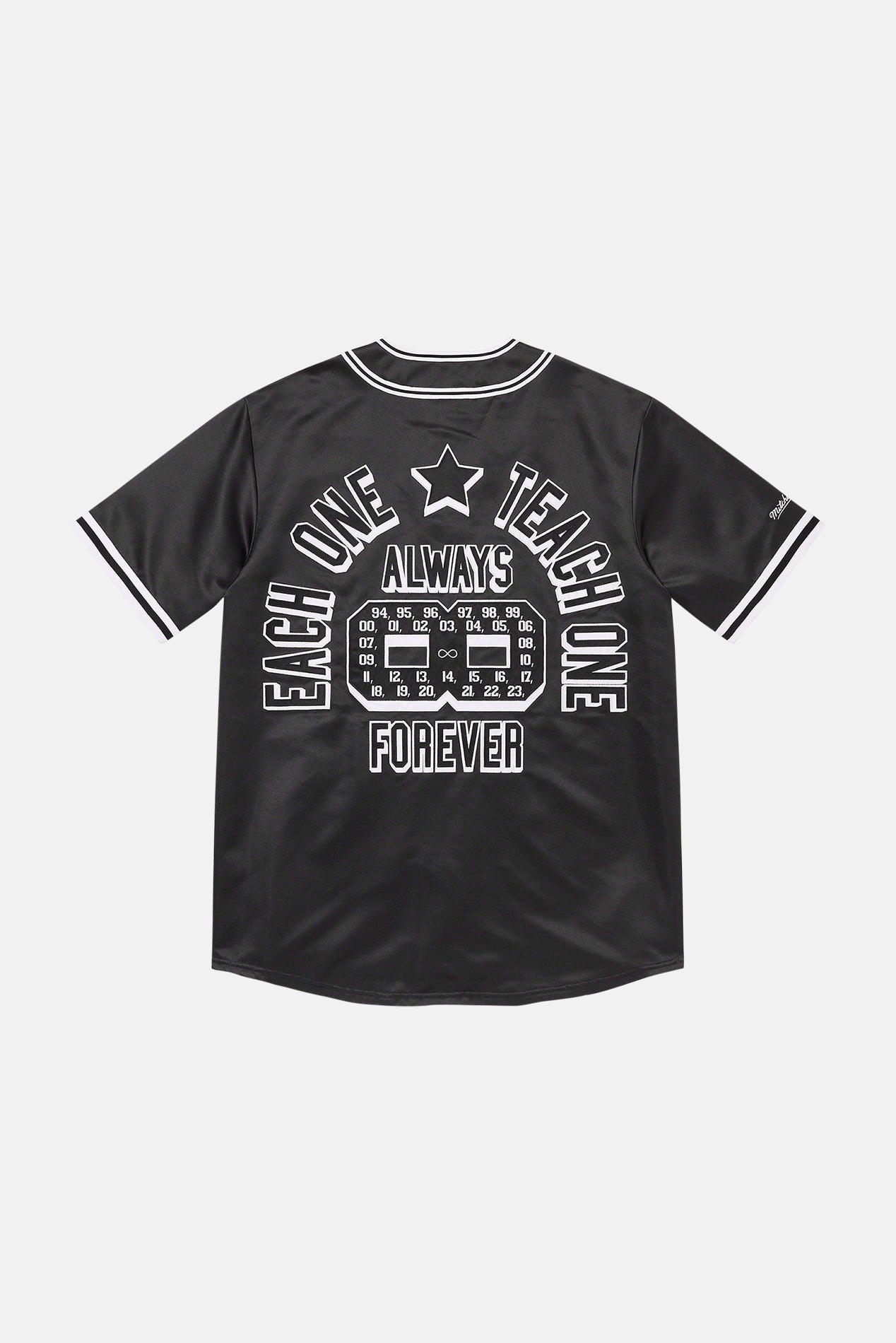 Supreme x Mitchell & Ness Satin Baseball Jersey Black – blueandcream