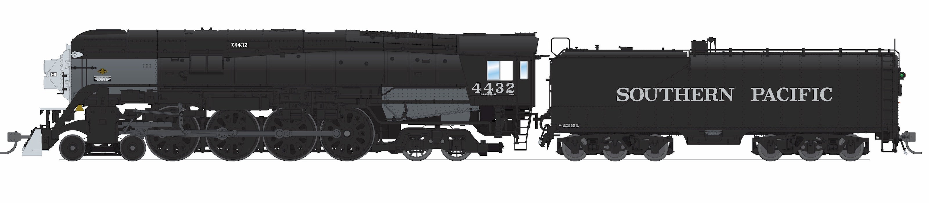 9836 Southern Pacific GS-4 4-8-4, #4445, Deskirted, Painted Black, No