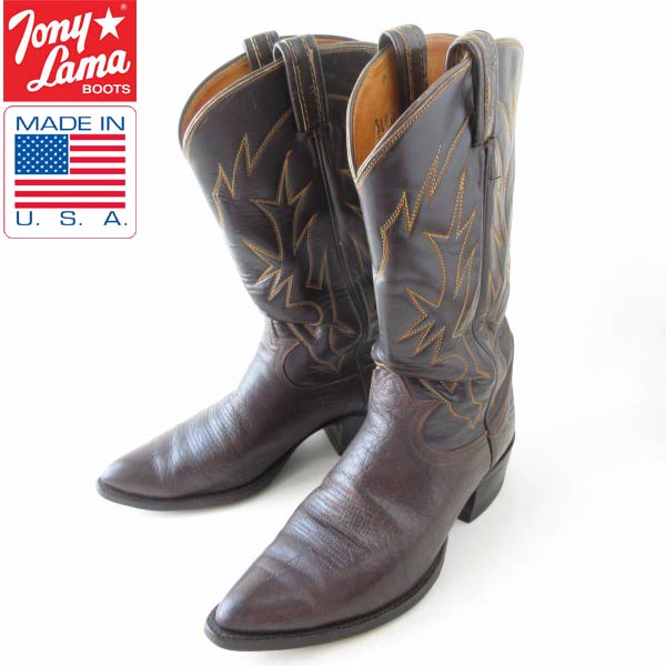 黒タグ USA製 Tony Lama トニーラマ ウエスタンブーツ 28cm ダーク