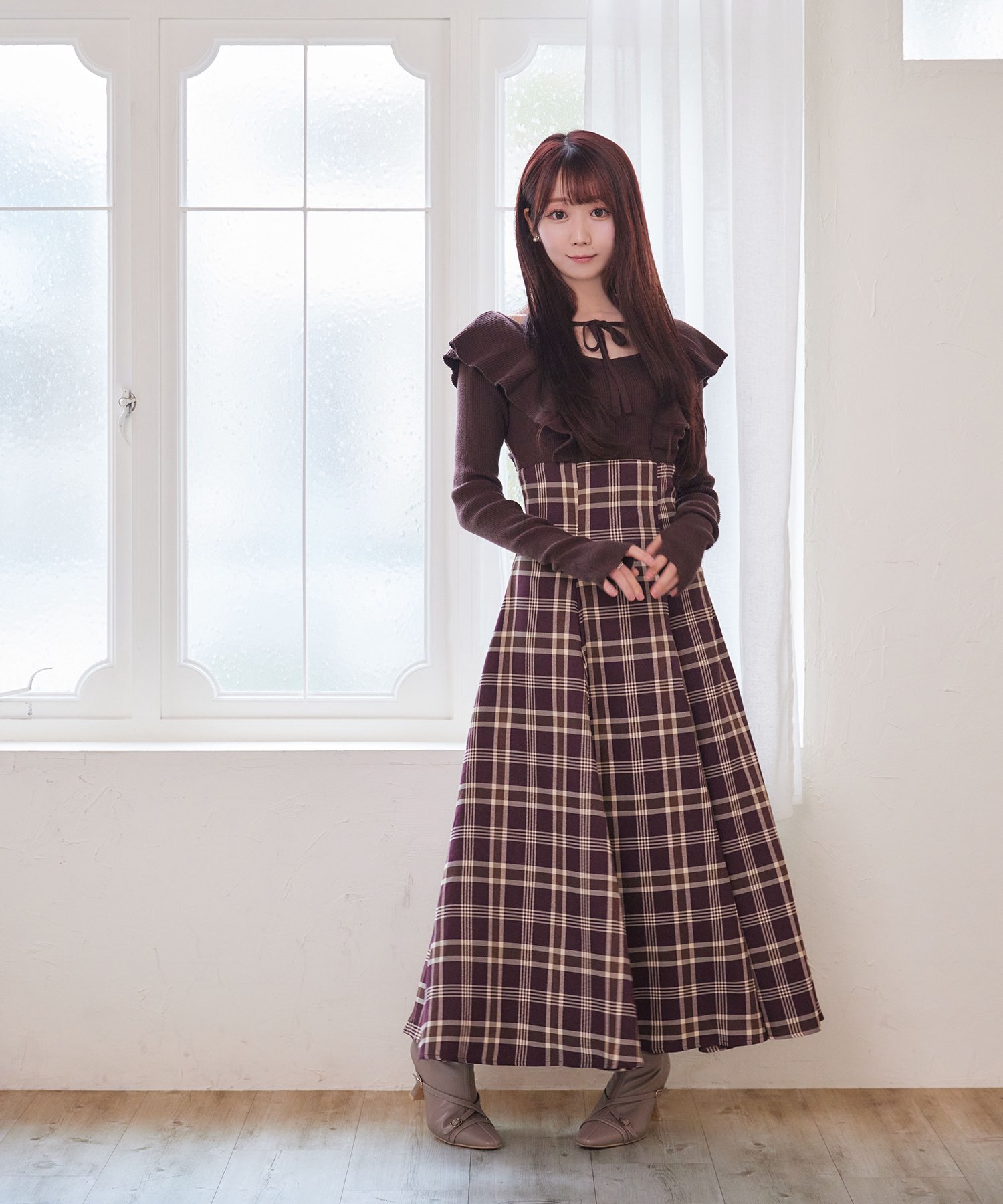 checkered×knit docking one piece – BUNNY APARTMENT