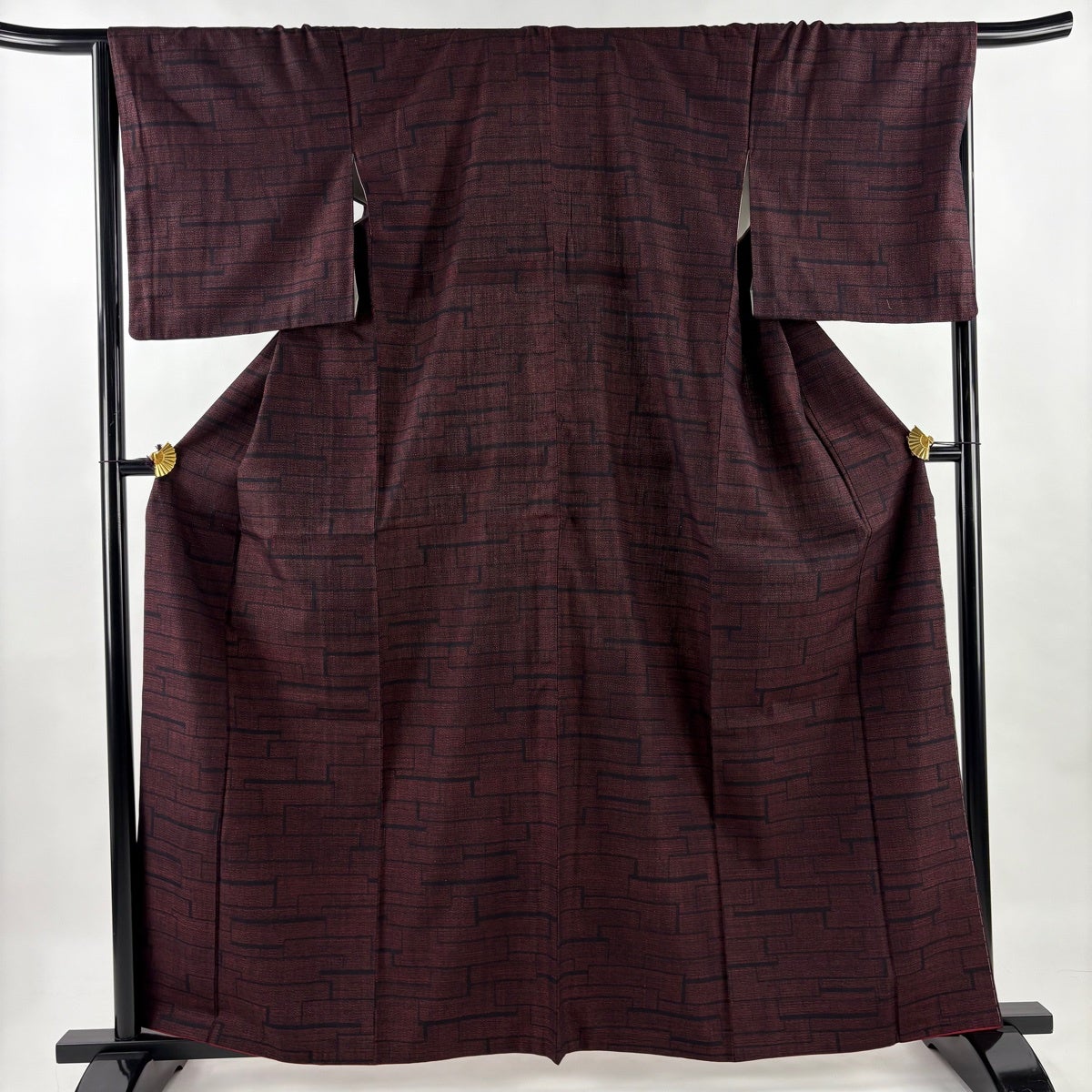 美品】 結城紬 身丈158cm 裄丈66cm M 袷 奥順 本場結城紬 バチ衿 証紙