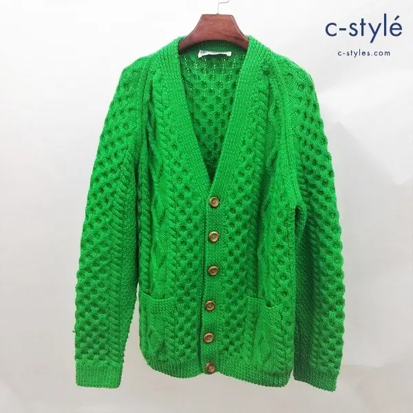 INVERALLAN インバーアラン 厚手ニットカーディガン 黄緑 英国製 長袖