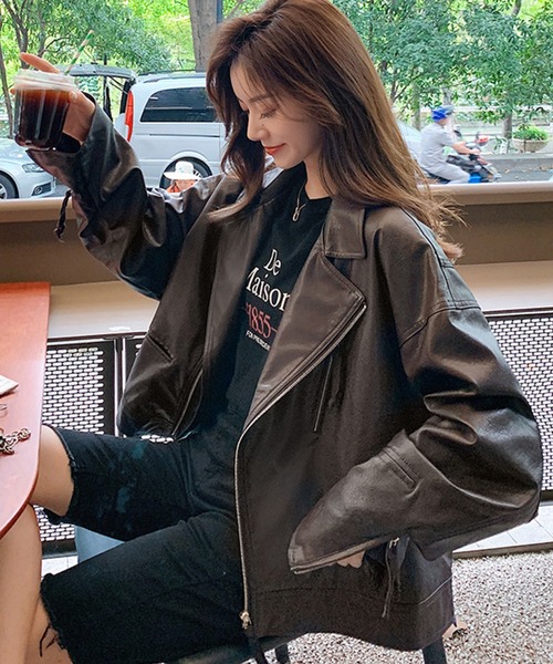 aimoha（アイモハ）の「フェイクレザージャケット（ライダース