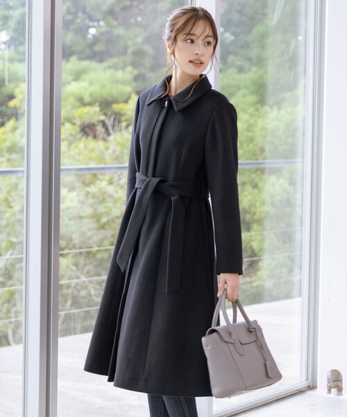 ウール90％】ステンカラープリンセスウールコート（ステンカラーコート
