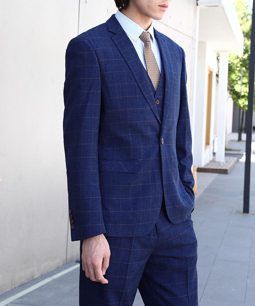 Cloudstyle】チェック柄 / ビジネスセットアップスーツ/ スリム