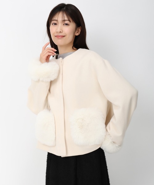 セール】ポケットファー付きコクーンショートコート/MM448602（その他