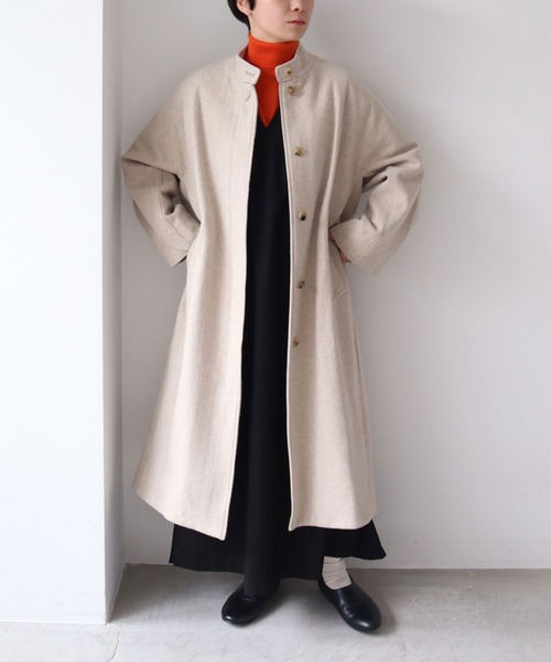 yuni（ユニ ）の「Wool/super100 wide stand collar コート（その他