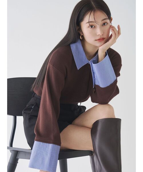 POLO BCSコラボ】シャツカラーカフスニットプルオーバー（ニット