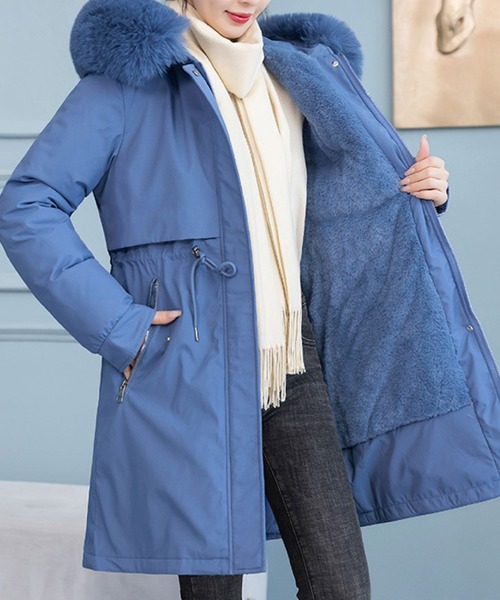 ふわもこファー付き中綿ロングジャケット（モッズコート）｜2ly2