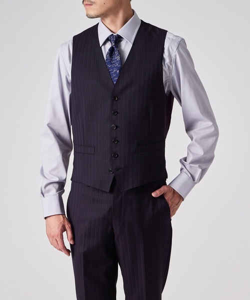 コントラストストライプ 6ボタン ベスト / 253003 790NS（スーツベスト