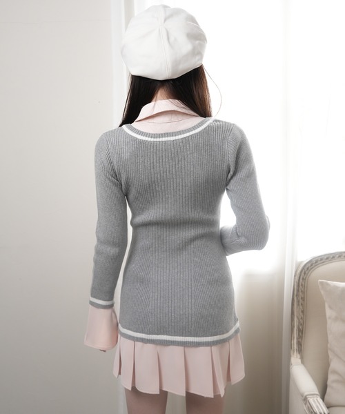 セール】シャツドッキングプリーツワンピース（ワンピース