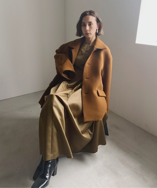 Ameri（アメリ）の「BI COLOR OVER MIDI COAT（ピーコート）」 - WEAR