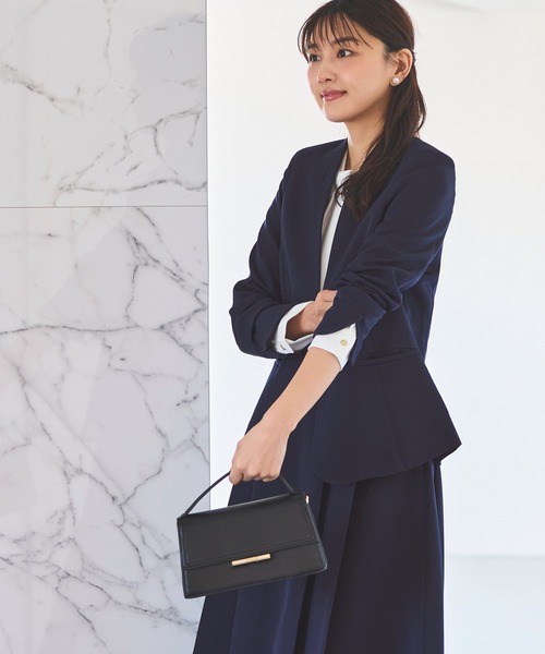 洗える ストレッチ ｜ 楽ちん ベーシックスーツ ノーカラージャケット