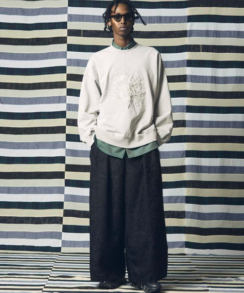 新品 MAISON SPECIAL 総柄プリント トレーナー チャコールグレー 新品