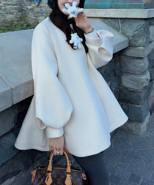 バルーンスリーブフレアコート（ノーカラージャケット）｜ACYM