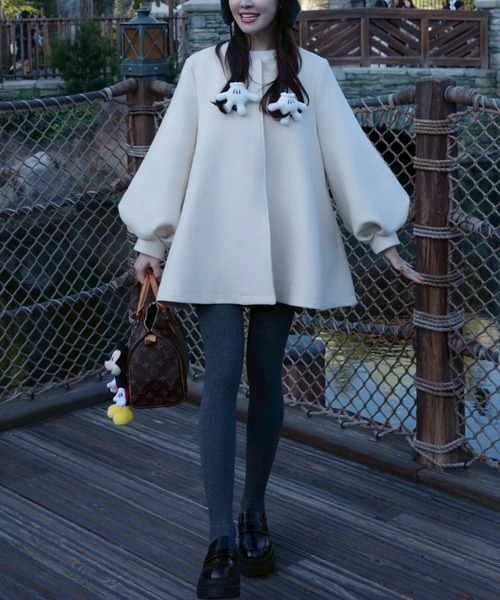 バルーンスリーブフレアコート（ノーカラージャケット）｜ACYM