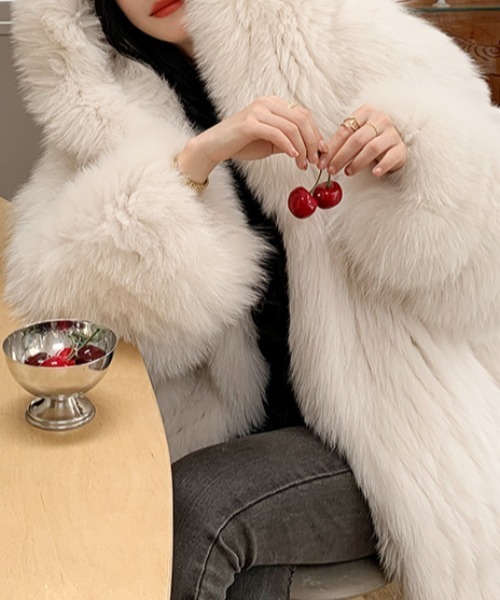 セール】ボリュームファーフード付きコート（ブルゾン）｜N.s（エヌ