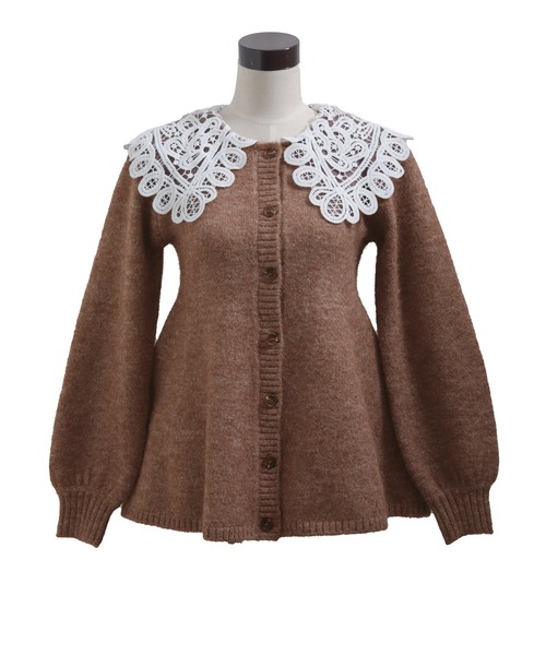 バテンレース衿カーディガン（カーディガン/ボレロ）｜Fit more