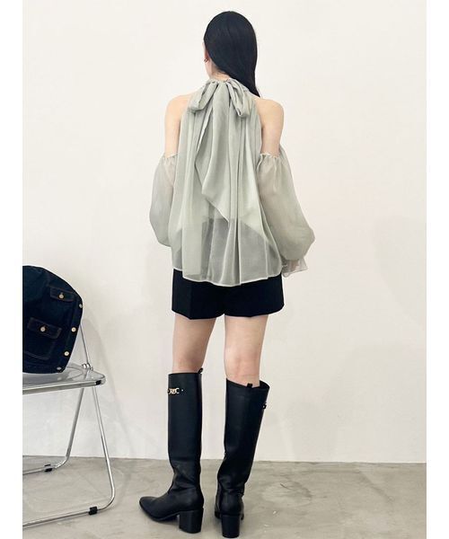 セール】【WEB限定カラー】ドレープボウタイシフォンブラウス（シャツ