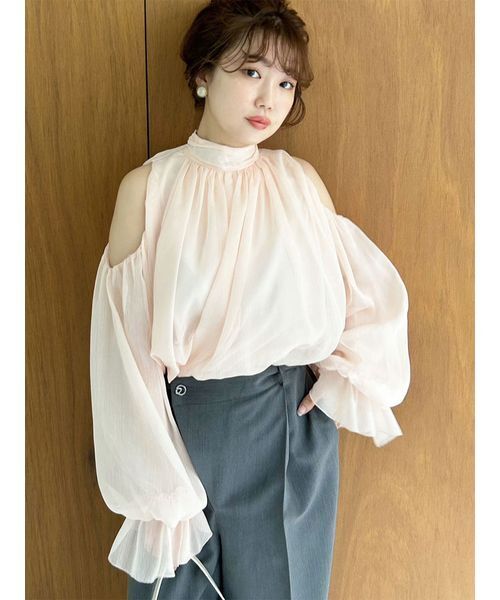 セール】【WEB限定カラー】ドレープボウタイシフォンブラウス（シャツ