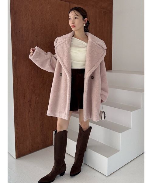 セール】ECOPELボアミドルコート（ムートンコート）｜FRAY I.D（フレイ