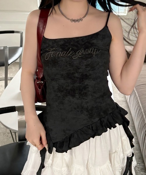 セール】【ヒラヒラフリルがカワイイ】Uneven dyeing frills camisole